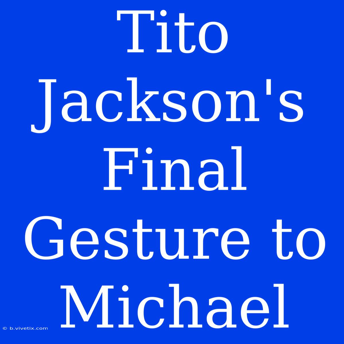 Tito Jackson's Final Gesture To Michael