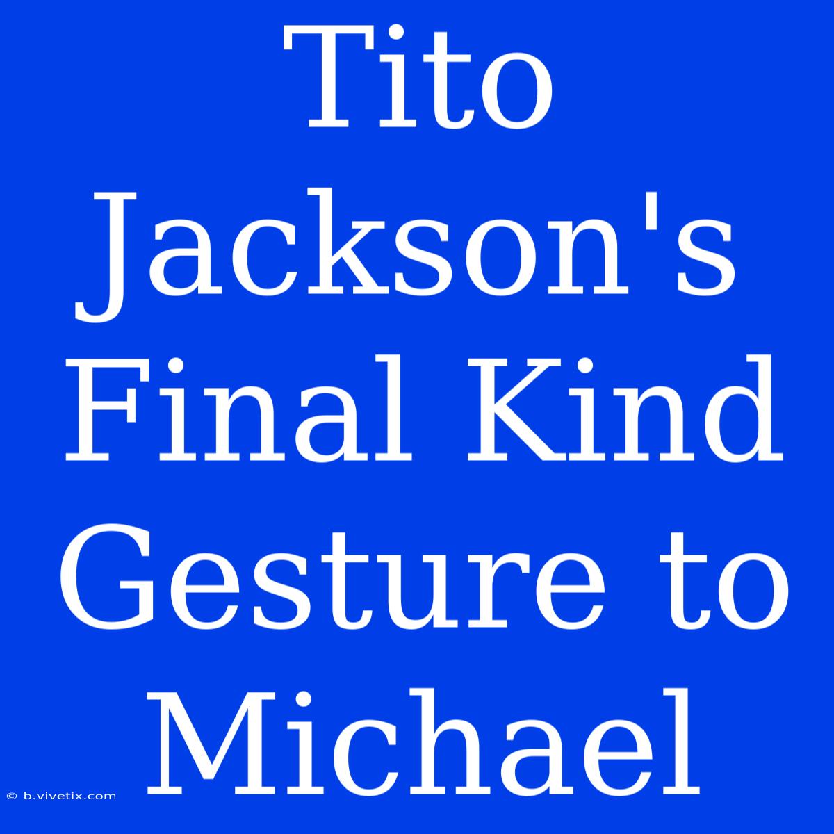 Tito Jackson's Final Kind Gesture To Michael