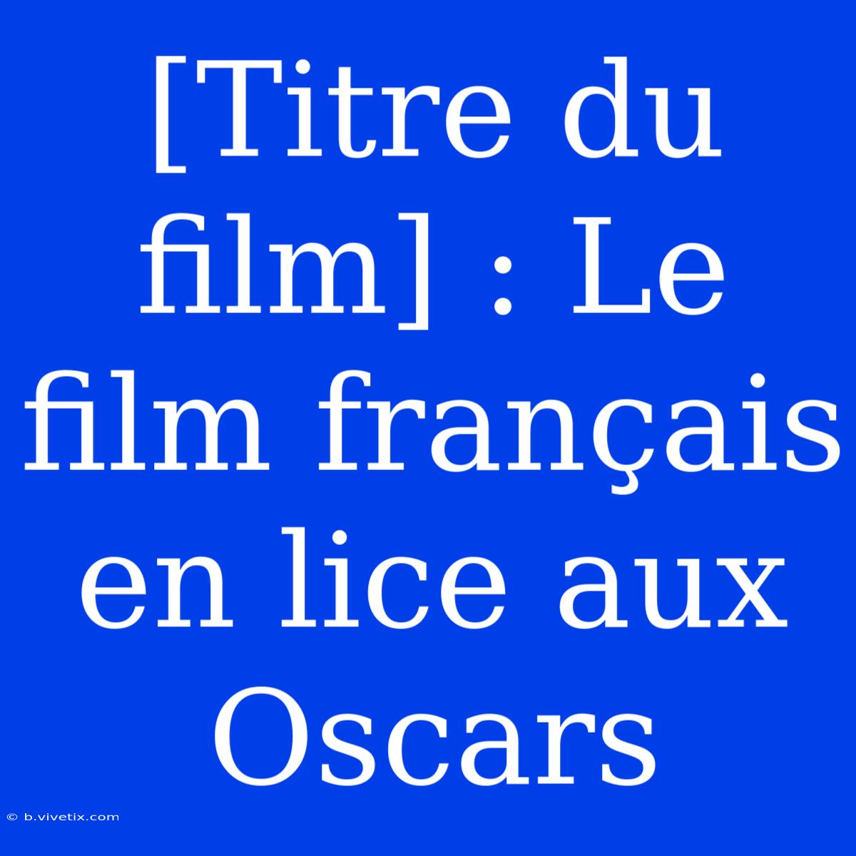 [Titre Du Film] : Le Film Français En Lice Aux Oscars