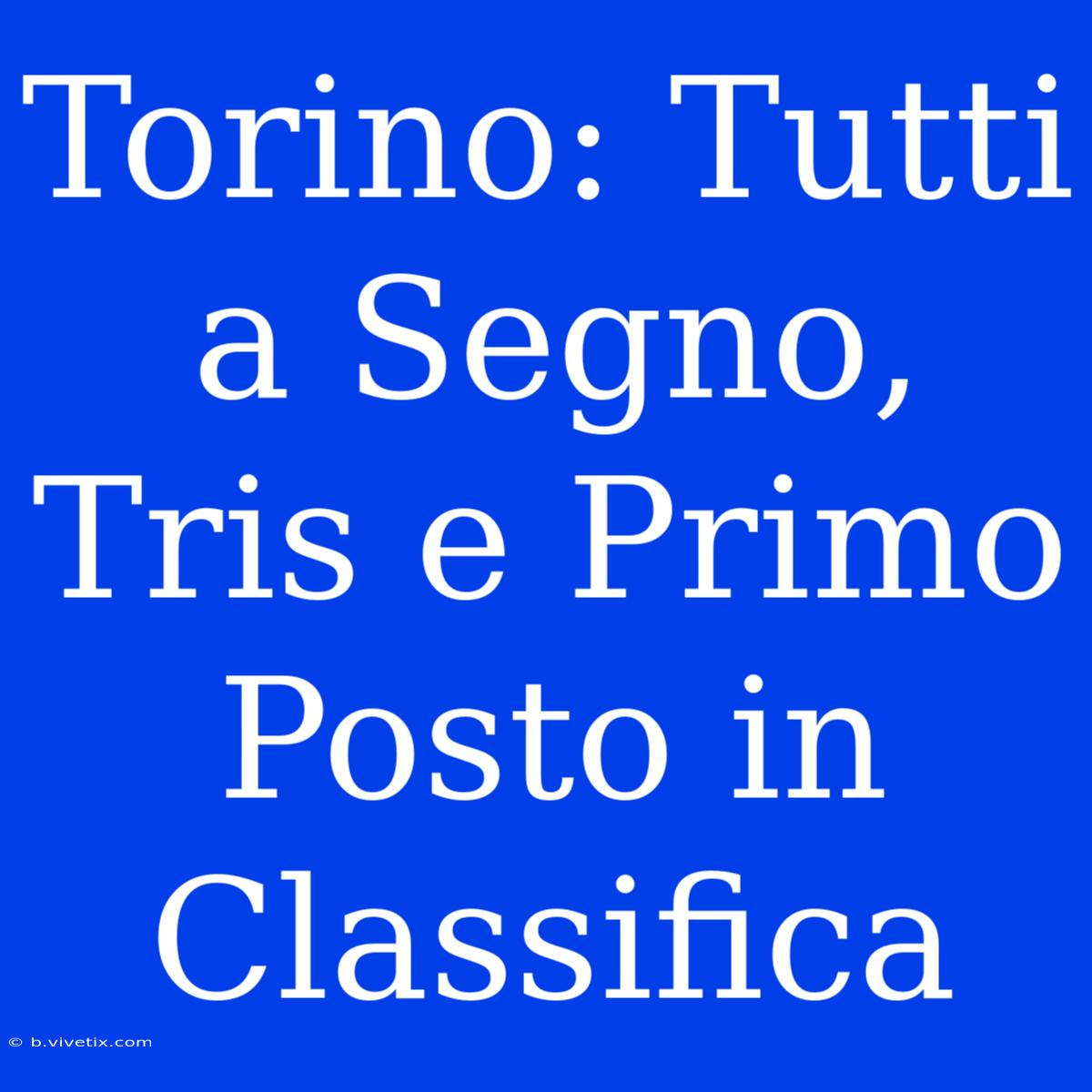 Torino: Tutti A Segno, Tris E Primo Posto In Classifica