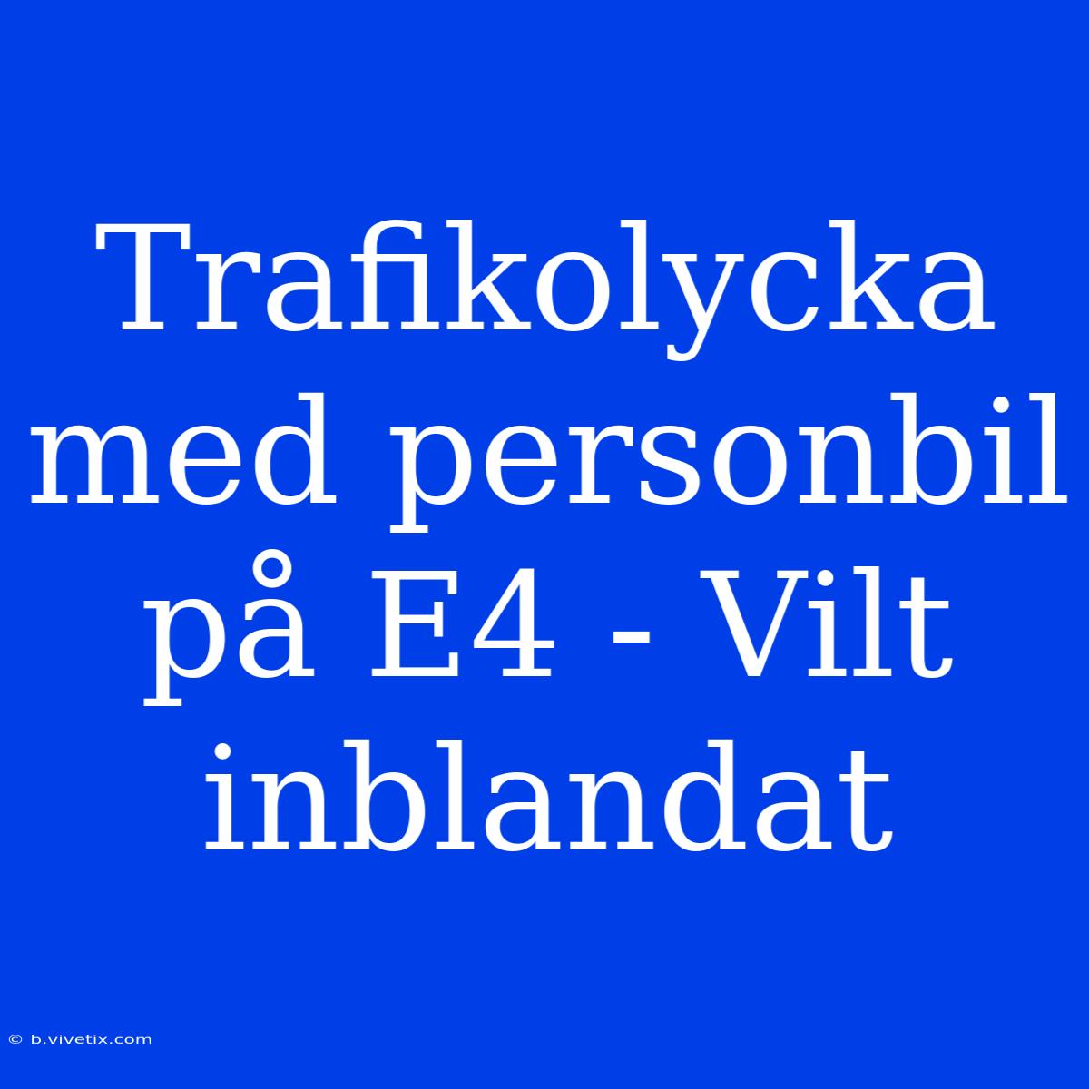 Trafikolycka Med Personbil På E4 - Vilt Inblandat