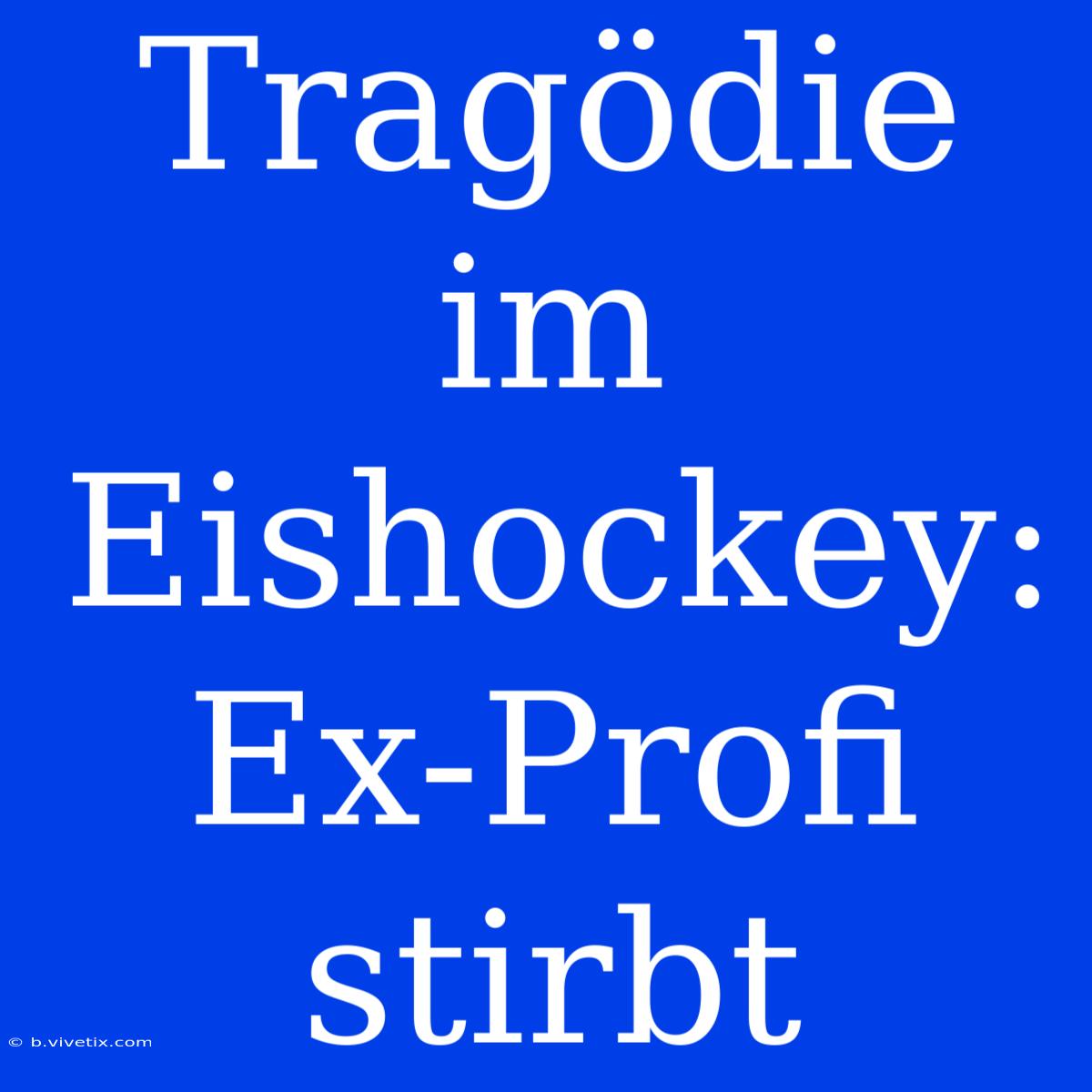 Tragödie Im Eishockey: Ex-Profi Stirbt