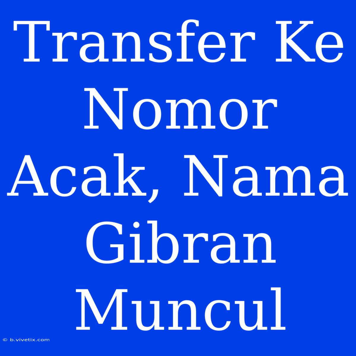 Transfer Ke Nomor Acak, Nama Gibran Muncul