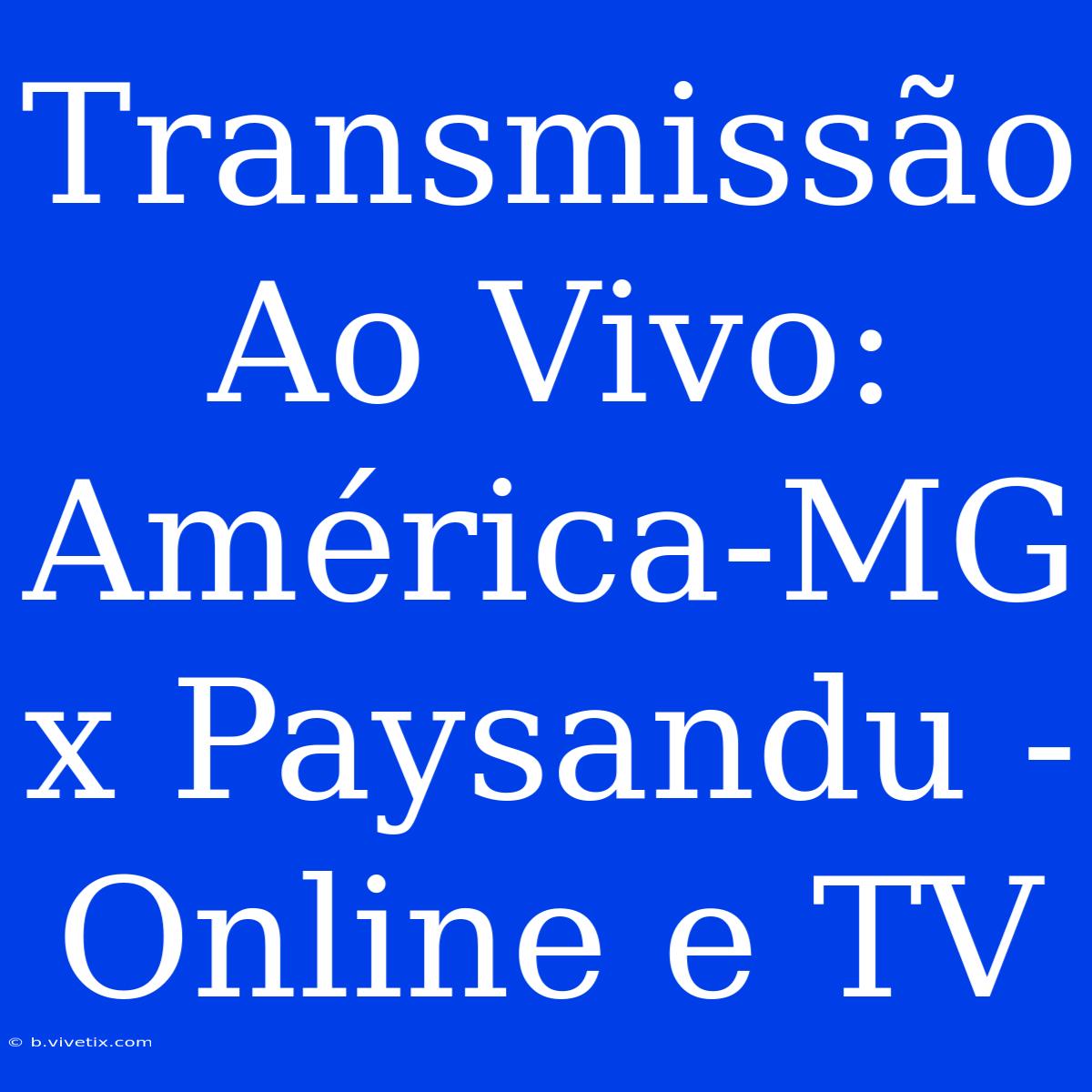 Transmissão Ao Vivo: América-MG X Paysandu - Online E TV