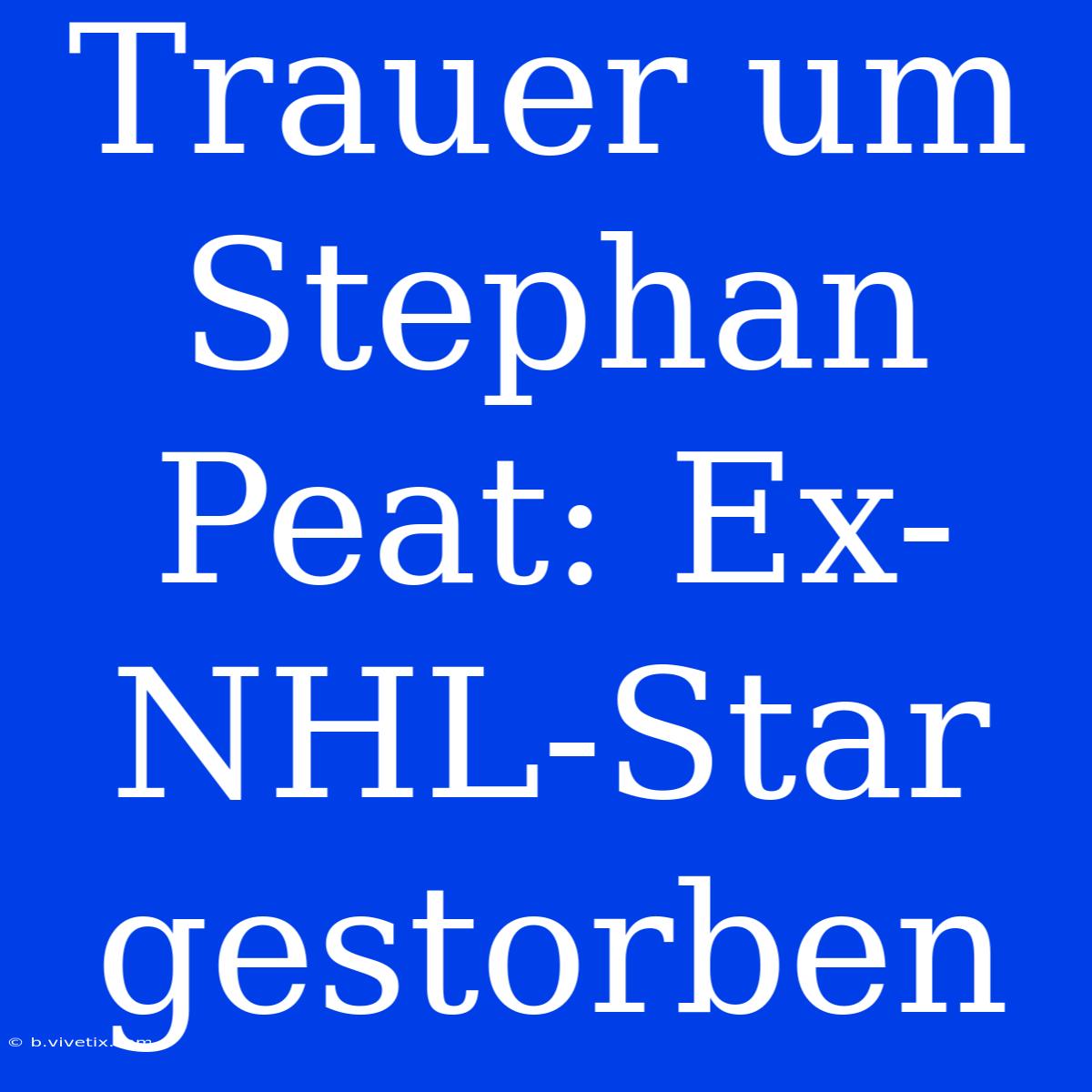 Trauer Um Stephan Peat: Ex-NHL-Star Gestorben