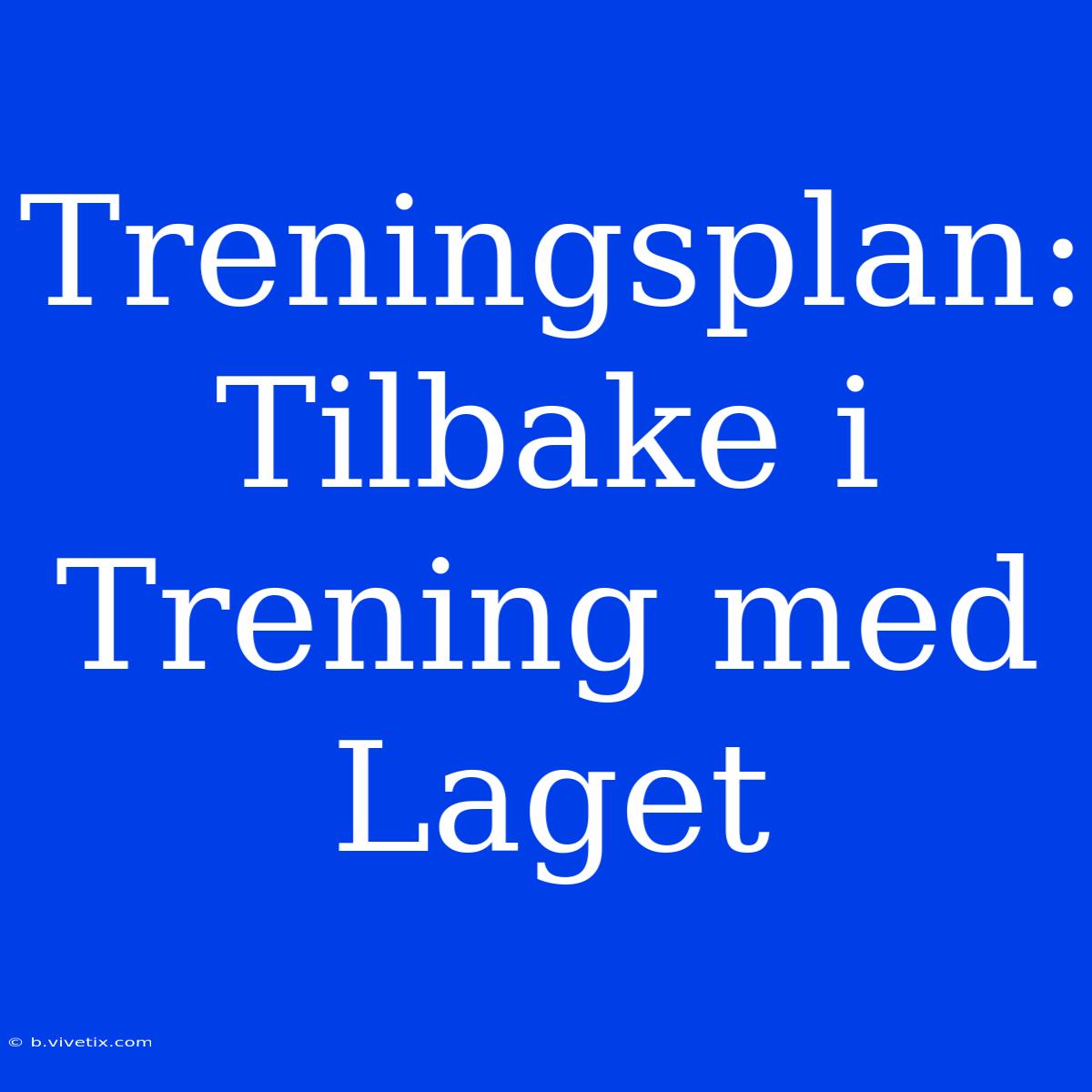 Treningsplan: Tilbake I Trening Med Laget 