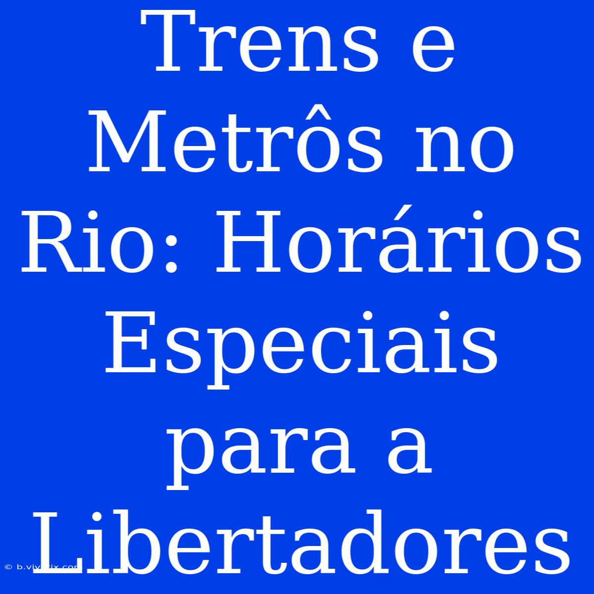 Trens E Metrôs No Rio: Horários Especiais Para A Libertadores