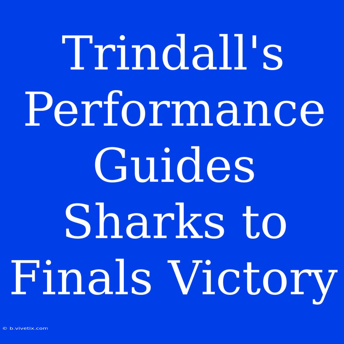 Trindall's Performance Guides Sharks To Finals Victory