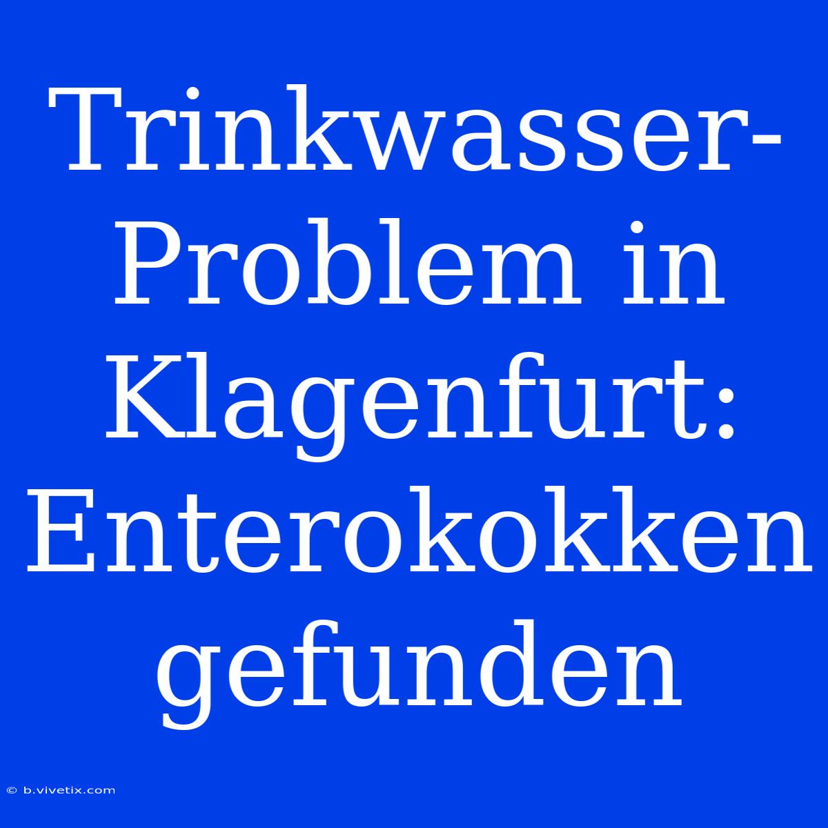 Trinkwasser-Problem In Klagenfurt: Enterokokken Gefunden