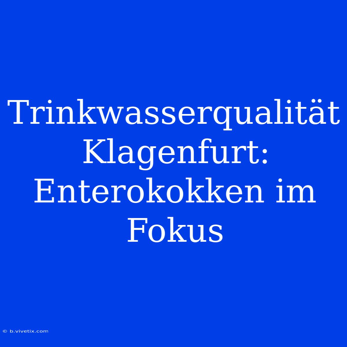 Trinkwasserqualität Klagenfurt: Enterokokken Im Fokus