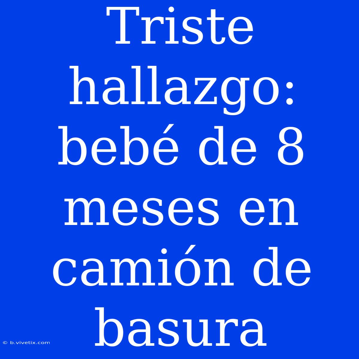 Triste Hallazgo: Bebé De 8 Meses En Camión De Basura