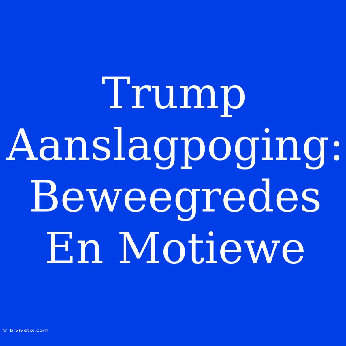 Trump Aanslagpoging: Beweegredes En Motiewe