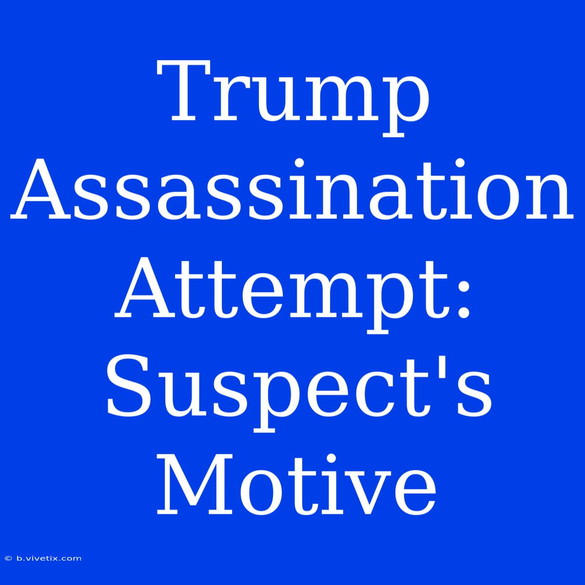 Trump Assassination Attempt: Suspect's Motive