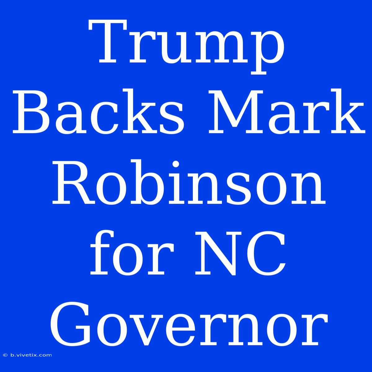 Trump Backs Mark Robinson For NC Governor