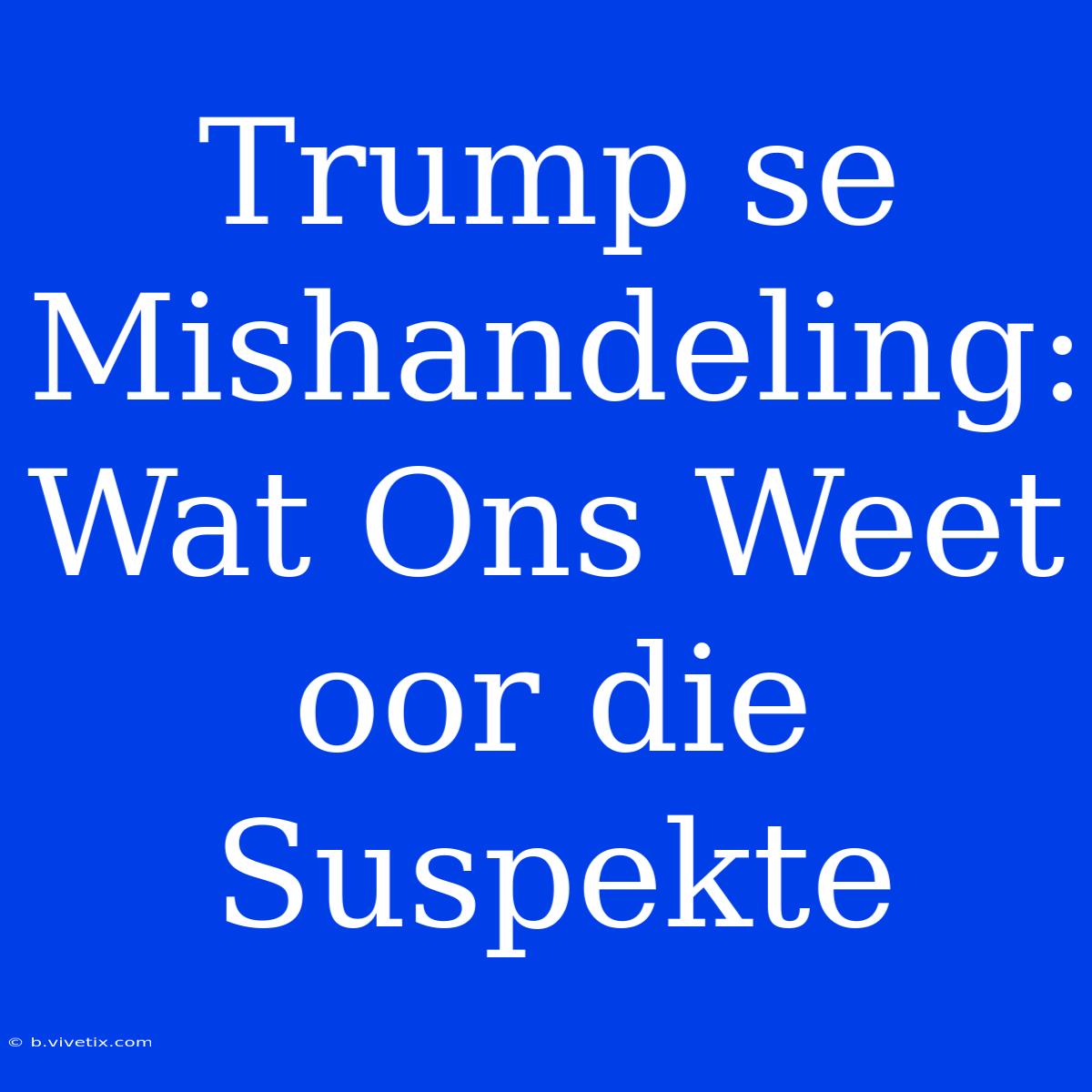 Trump Se Mishandeling: Wat Ons Weet Oor Die Suspekte