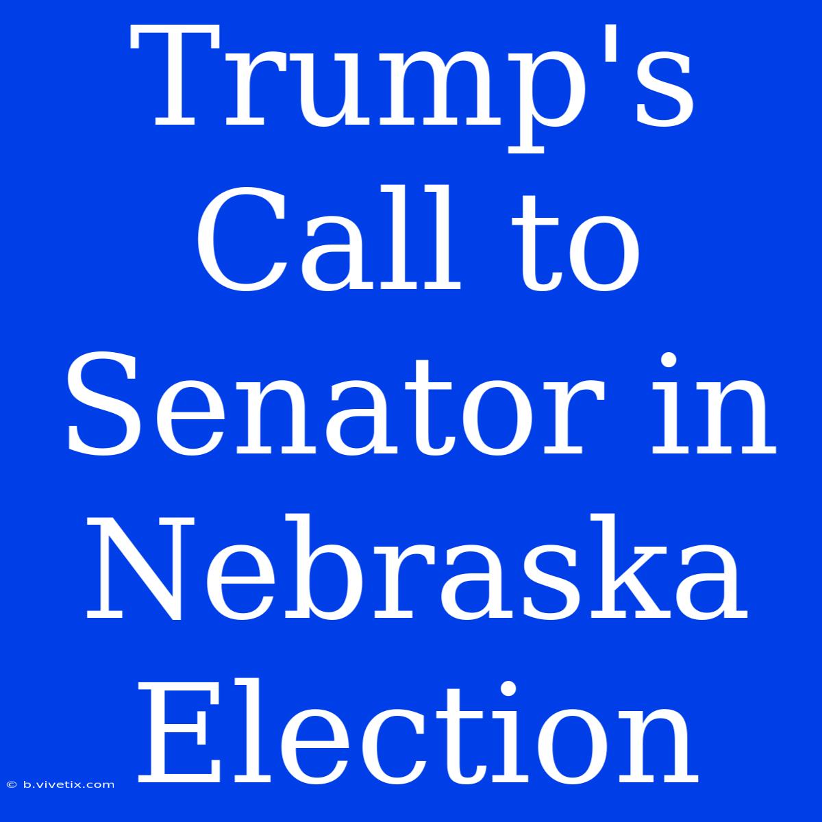 Trump's Call To Senator In Nebraska Election