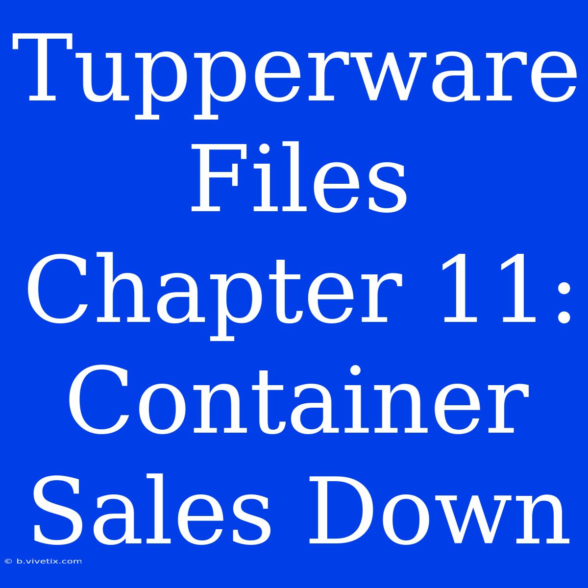 Tupperware Files Chapter 11: Container Sales Down