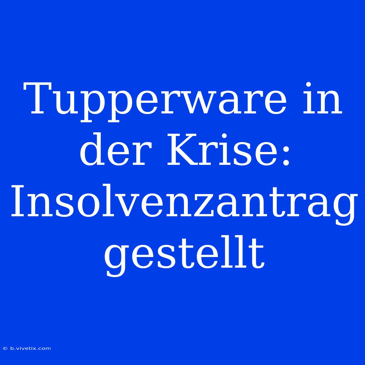 Tupperware In Der Krise: Insolvenzantrag Gestellt