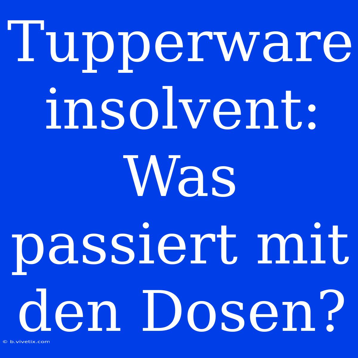 Tupperware Insolvent: Was Passiert Mit Den Dosen?