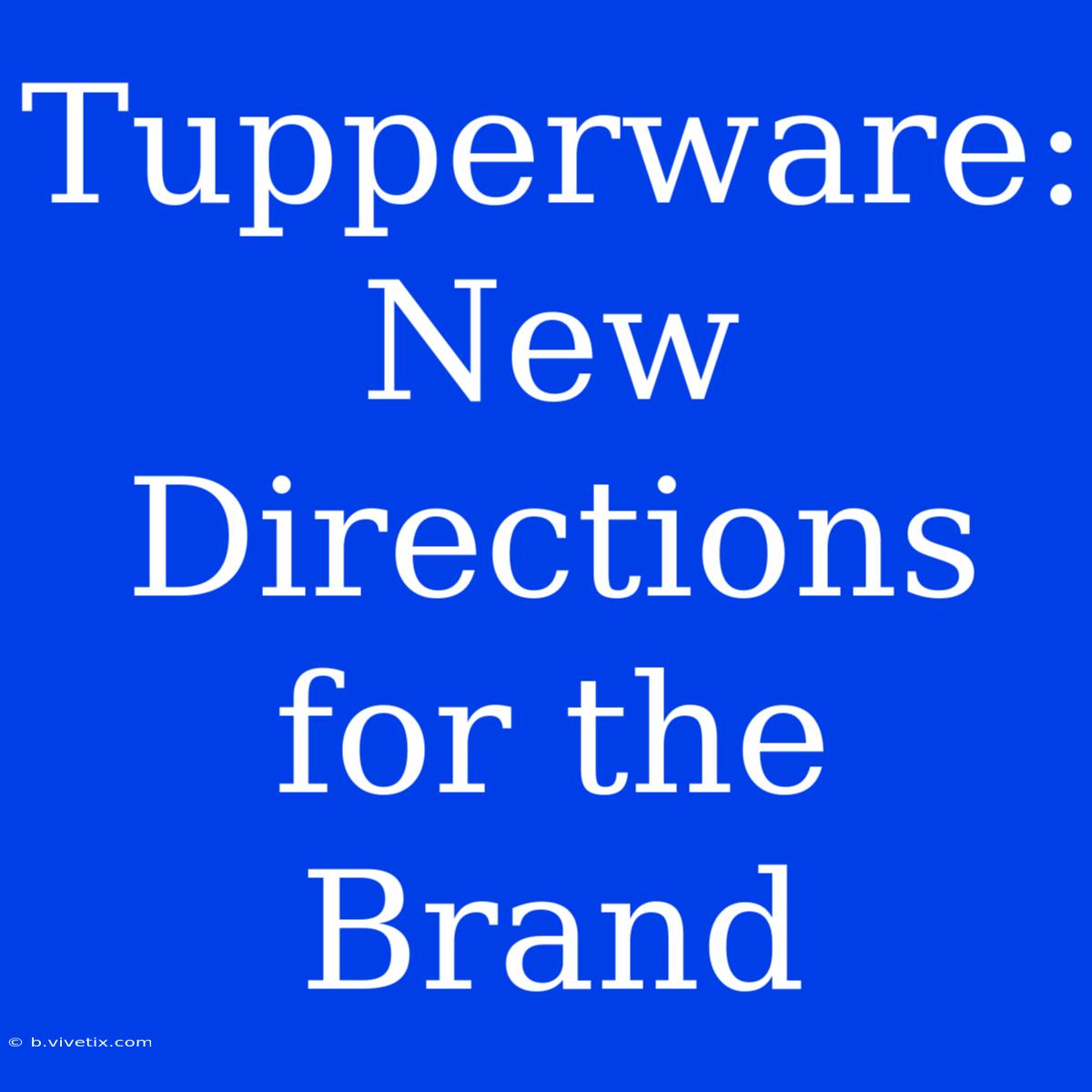 Tupperware:  New Directions For The Brand 