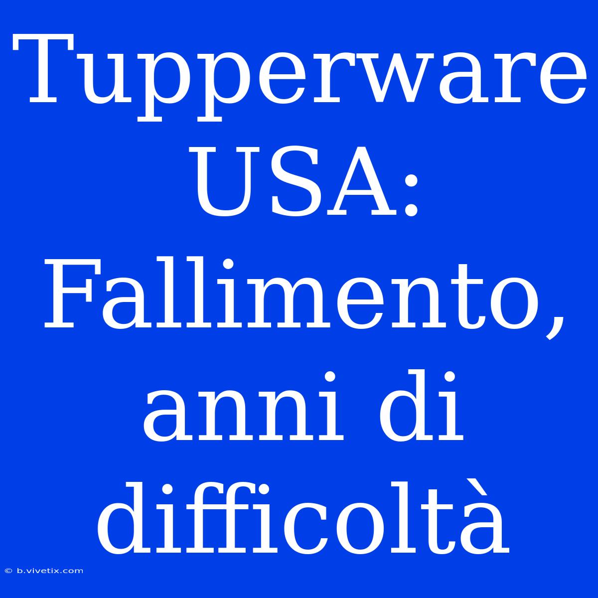 Tupperware USA: Fallimento, Anni Di Difficoltà