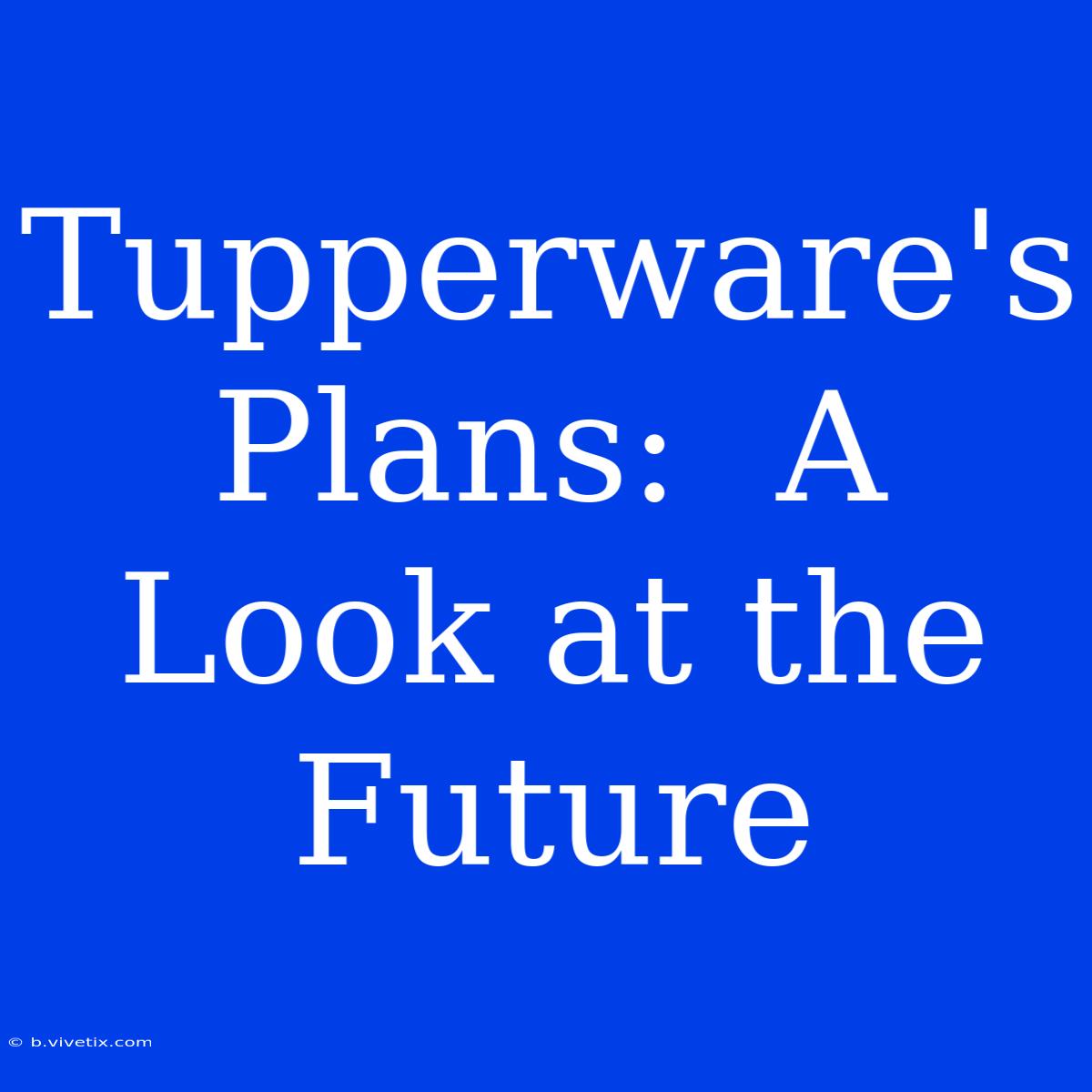 Tupperware's Plans:  A Look At The Future 