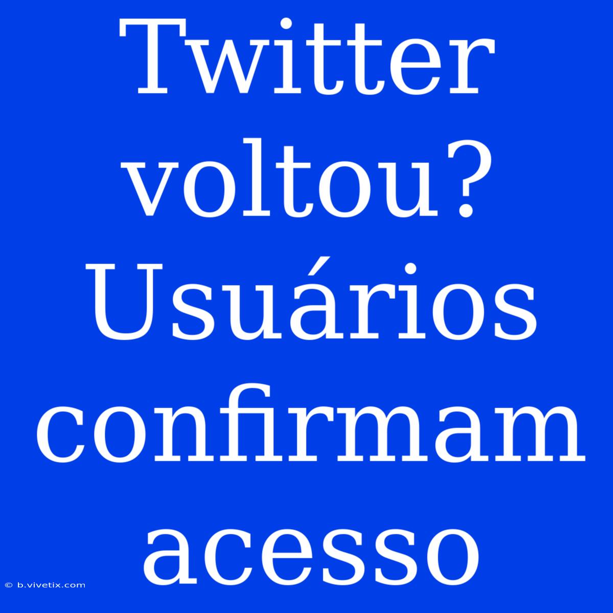 Twitter Voltou? Usuários Confirmam Acesso