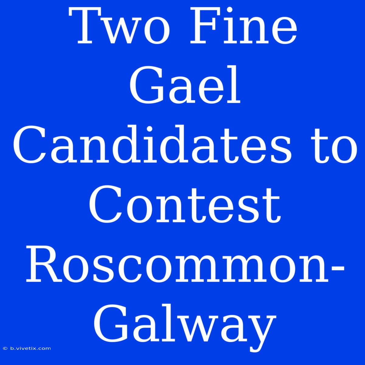 Two Fine Gael Candidates To Contest Roscommon-Galway