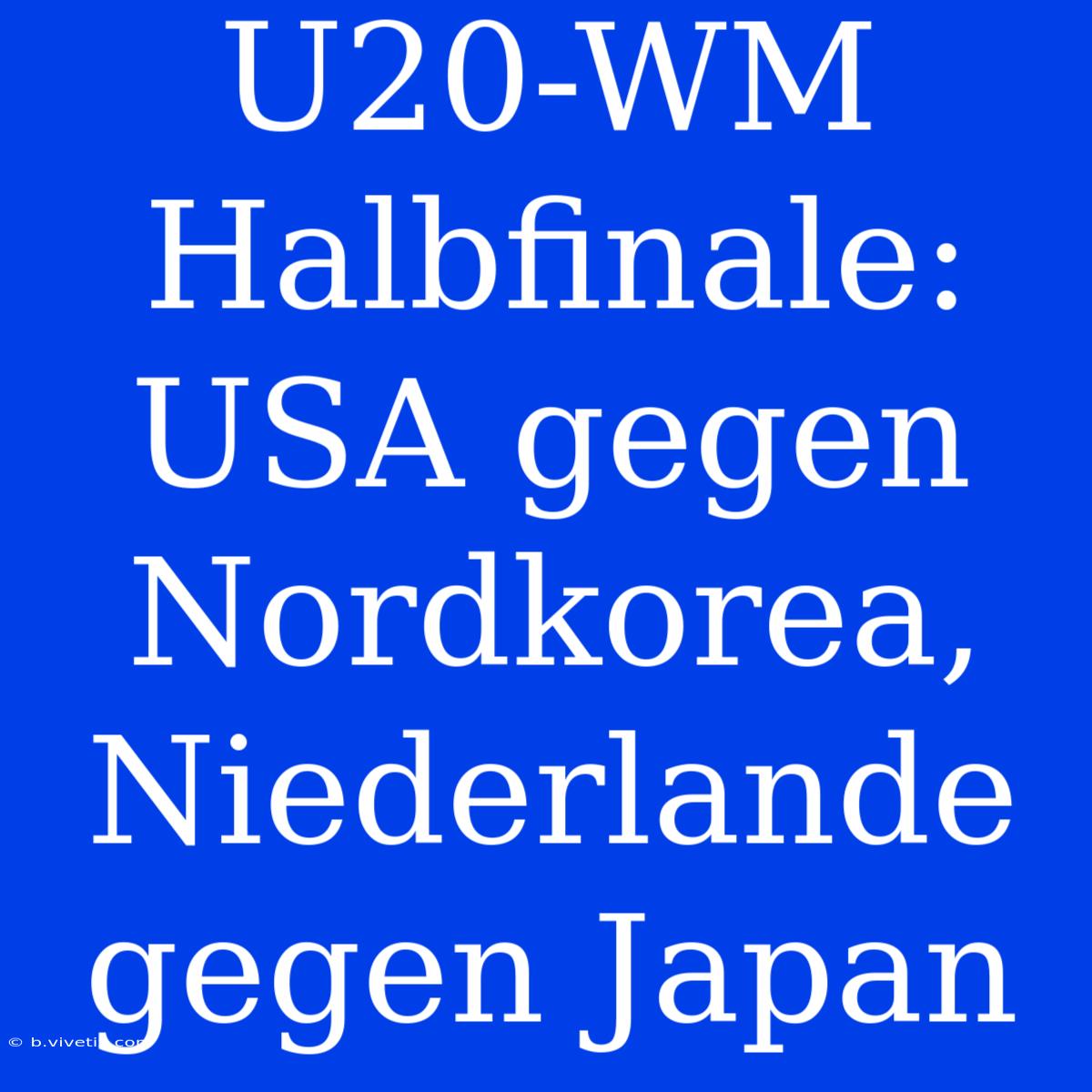 U20-WM Halbfinale: USA Gegen Nordkorea, Niederlande Gegen Japan