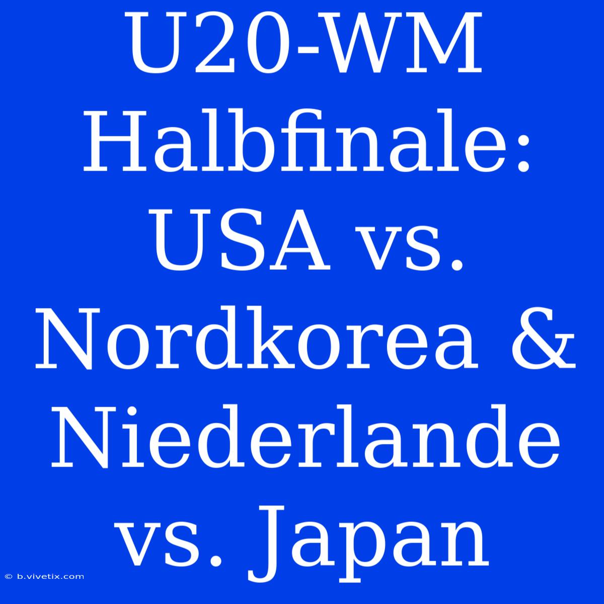 U20-WM Halbfinale: USA Vs. Nordkorea & Niederlande Vs. Japan