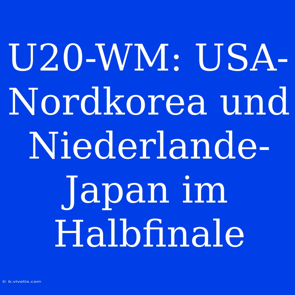 U20-WM: USA-Nordkorea Und Niederlande-Japan Im Halbfinale