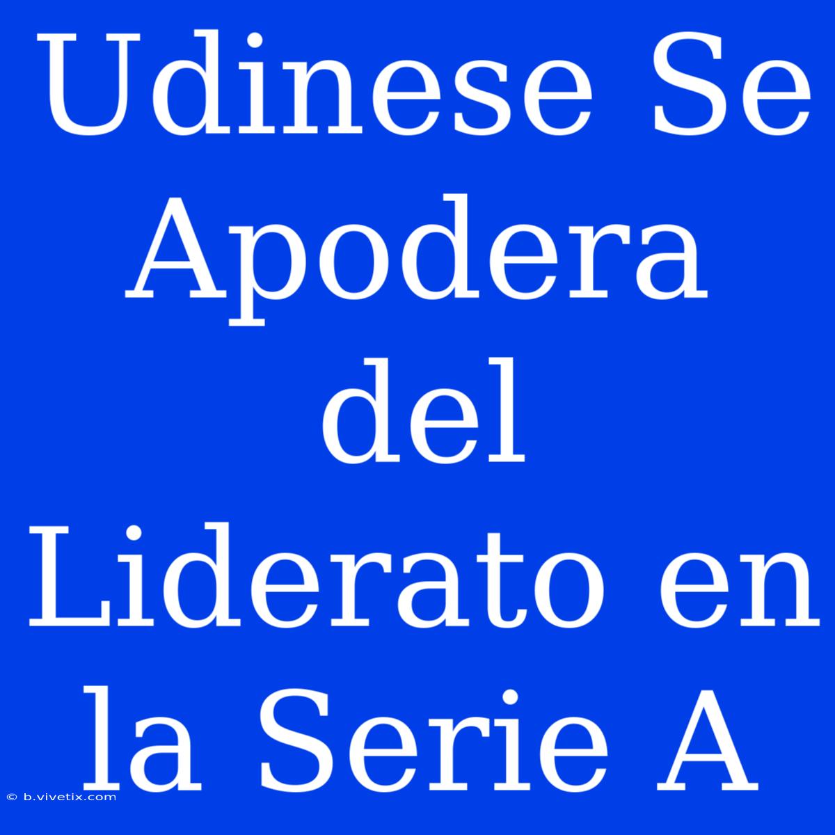 Udinese Se Apodera Del Liderato En La Serie A