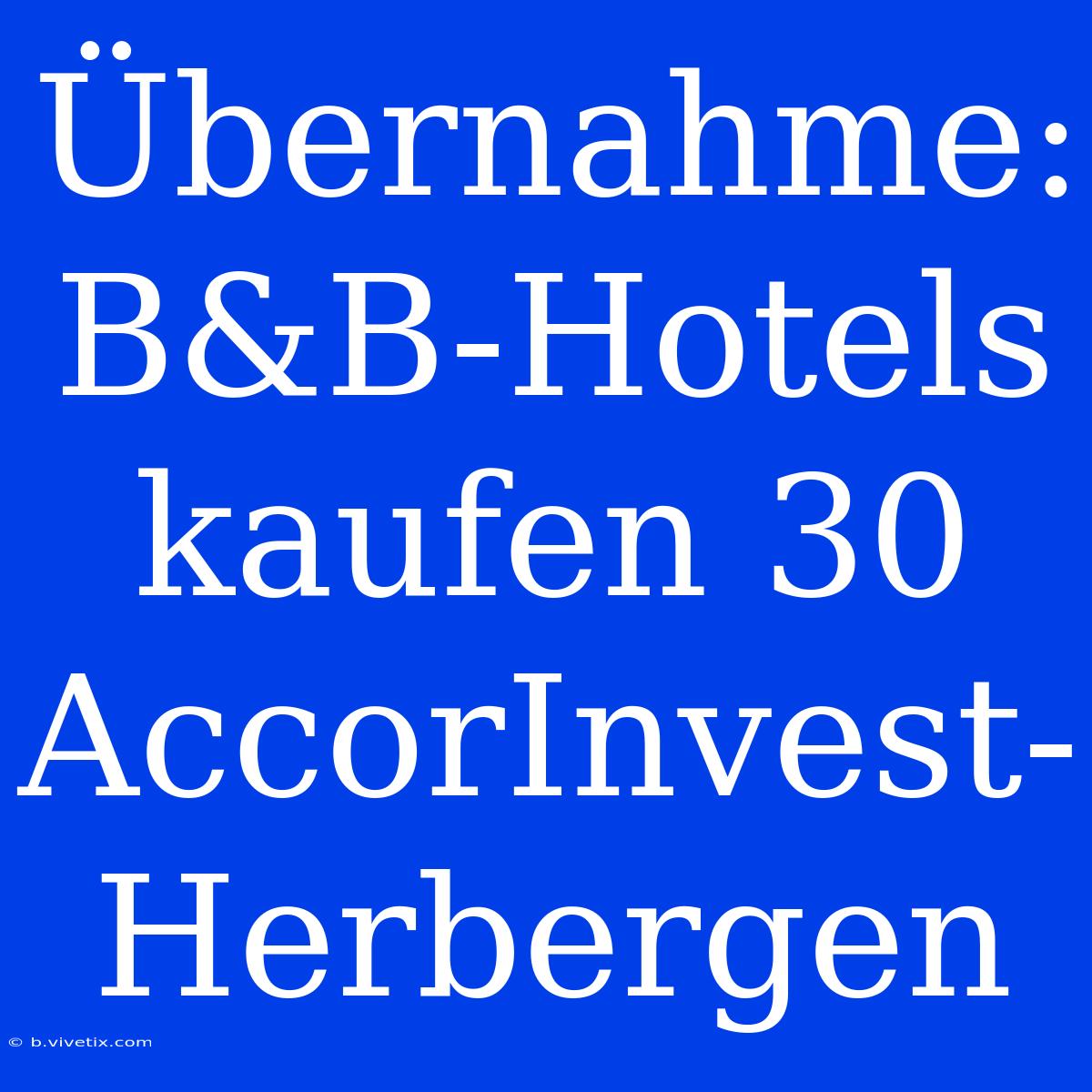 Übernahme: B&B-Hotels Kaufen 30 AccorInvest-Herbergen