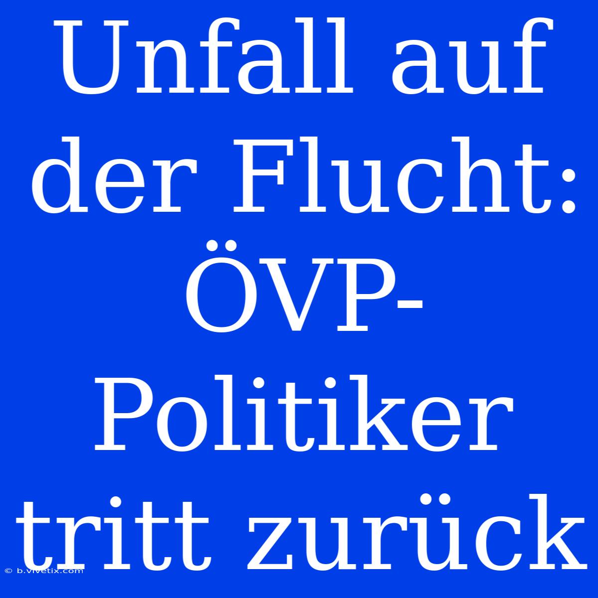 Unfall Auf Der Flucht: ÖVP-Politiker Tritt Zurück 