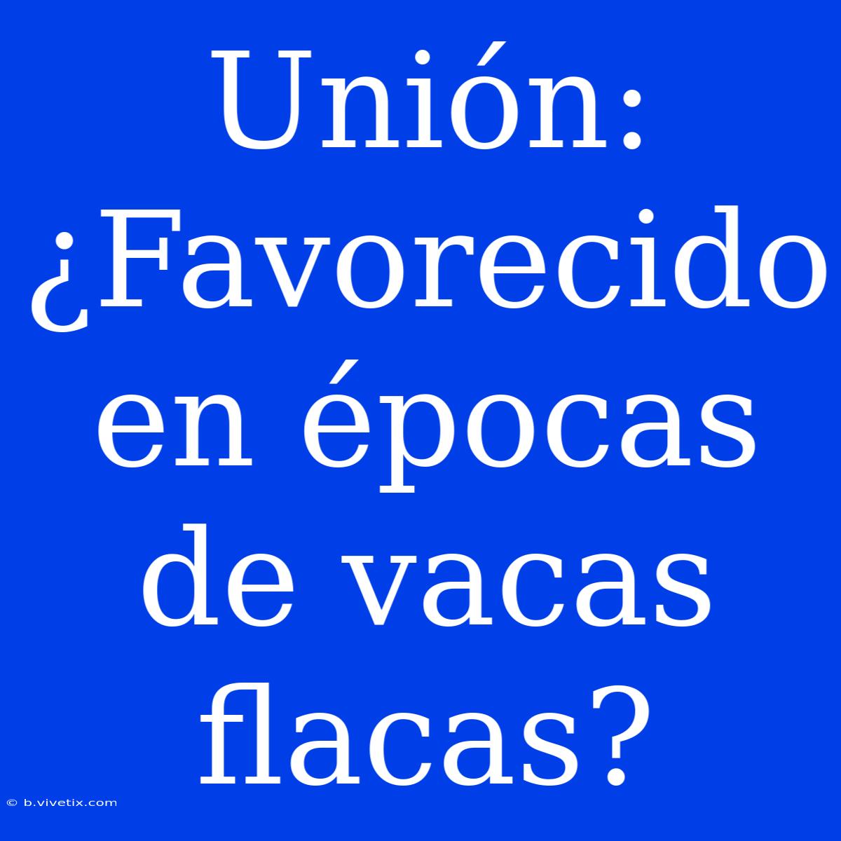 Unión: ¿Favorecido En Épocas De Vacas Flacas?