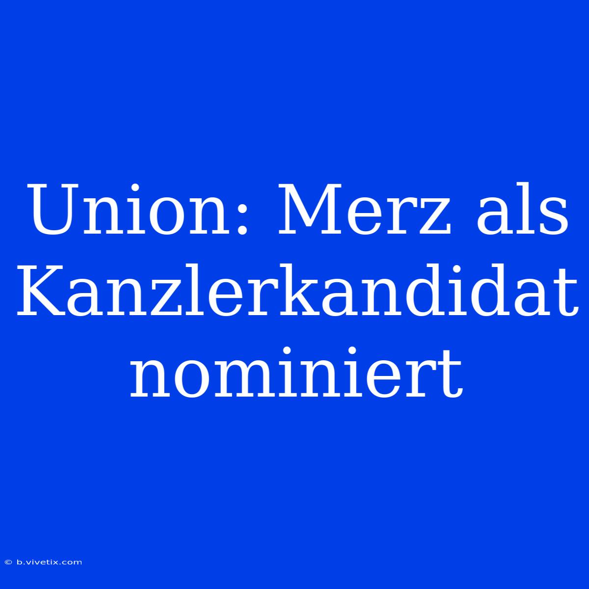 Union: Merz Als Kanzlerkandidat Nominiert