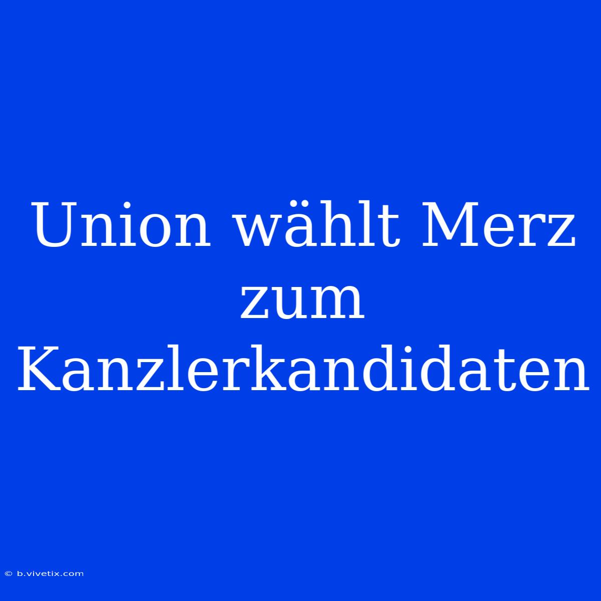 Union Wählt Merz Zum Kanzlerkandidaten