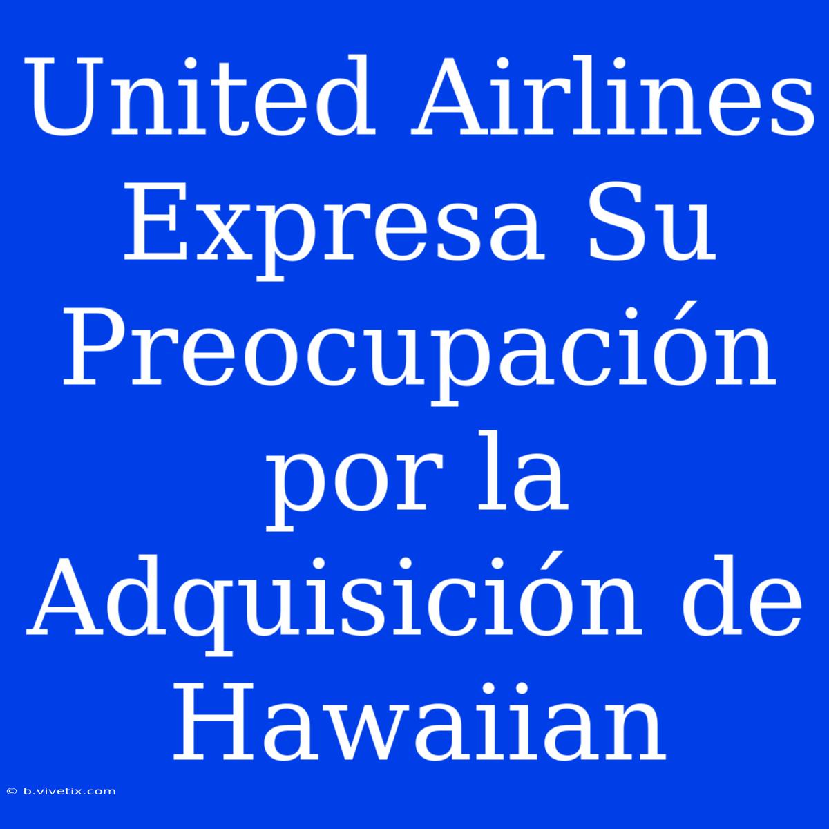 United Airlines Expresa Su Preocupación Por La Adquisición De Hawaiian