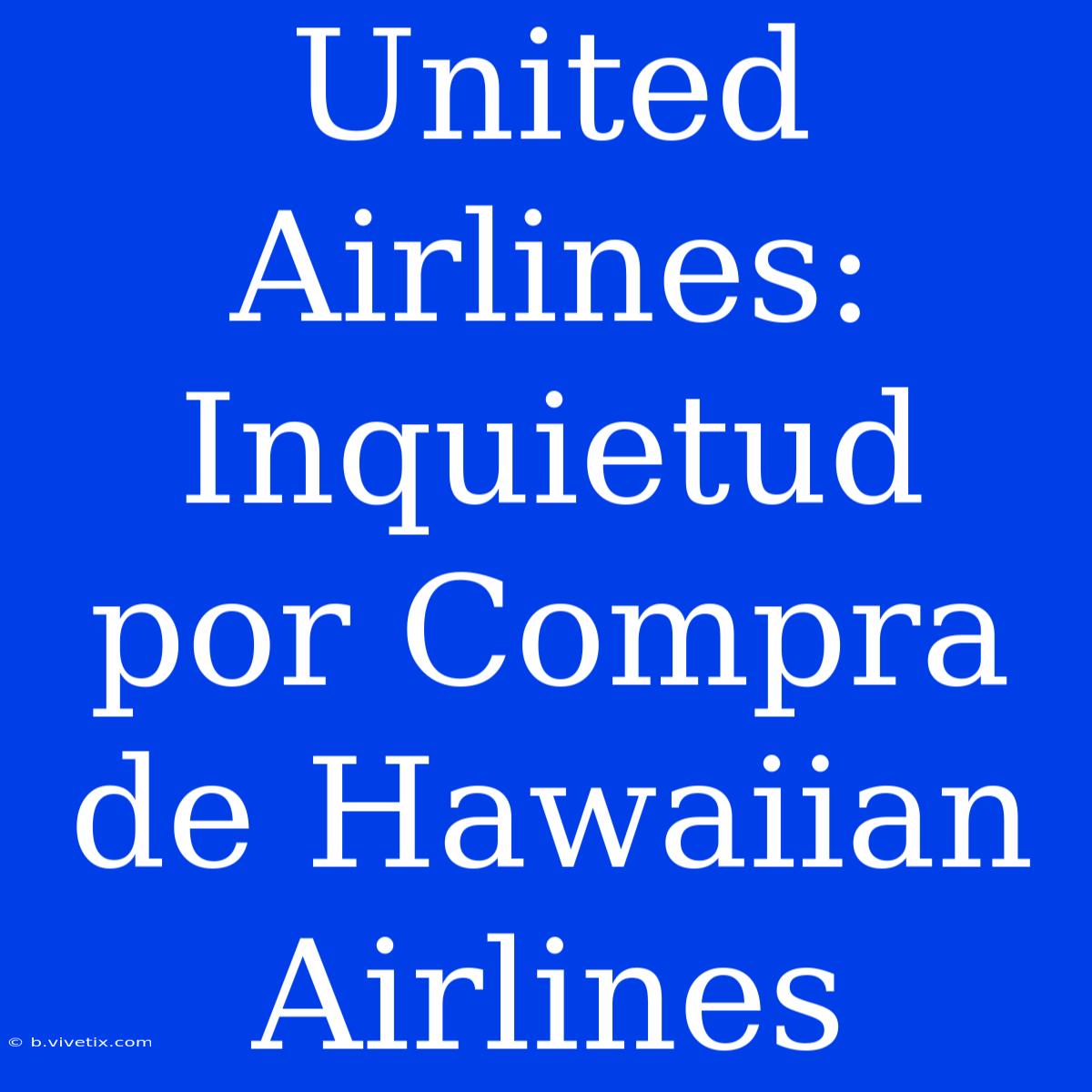 United Airlines: Inquietud Por Compra De Hawaiian Airlines