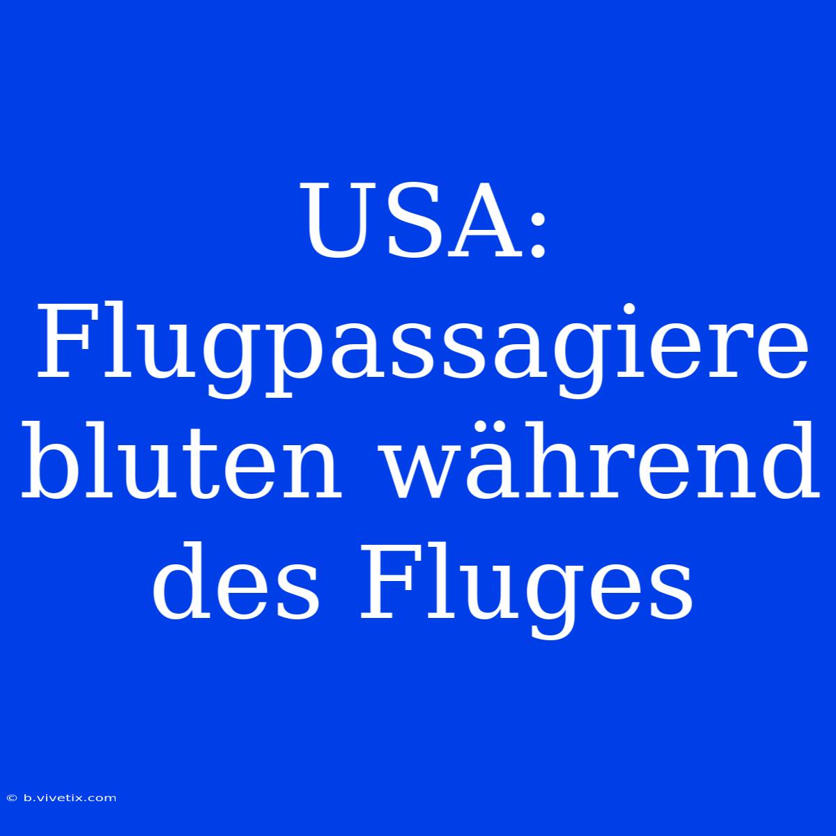 USA: Flugpassagiere Bluten Während Des Fluges