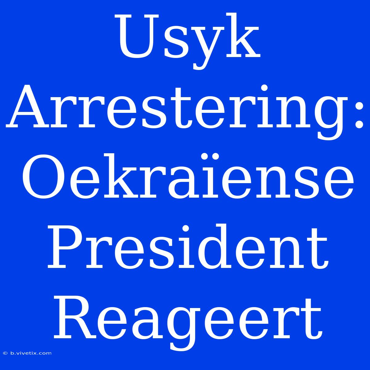 Usyk Arrestering: Oekraïense President Reageert