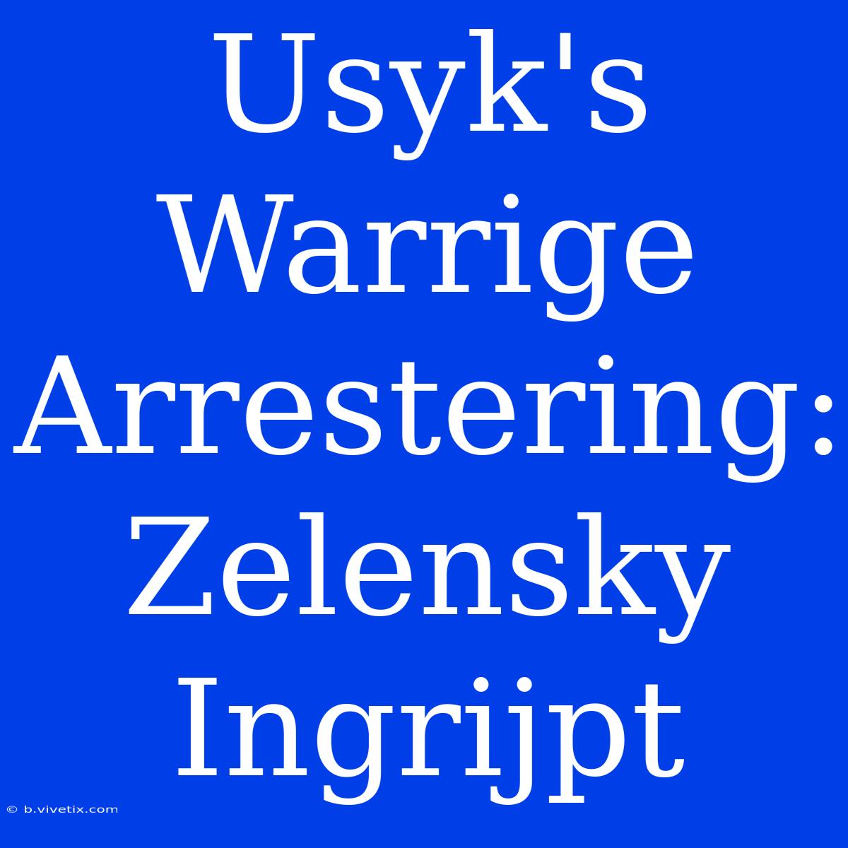 Usyk's Warrige Arrestering: Zelensky Ingrijpt