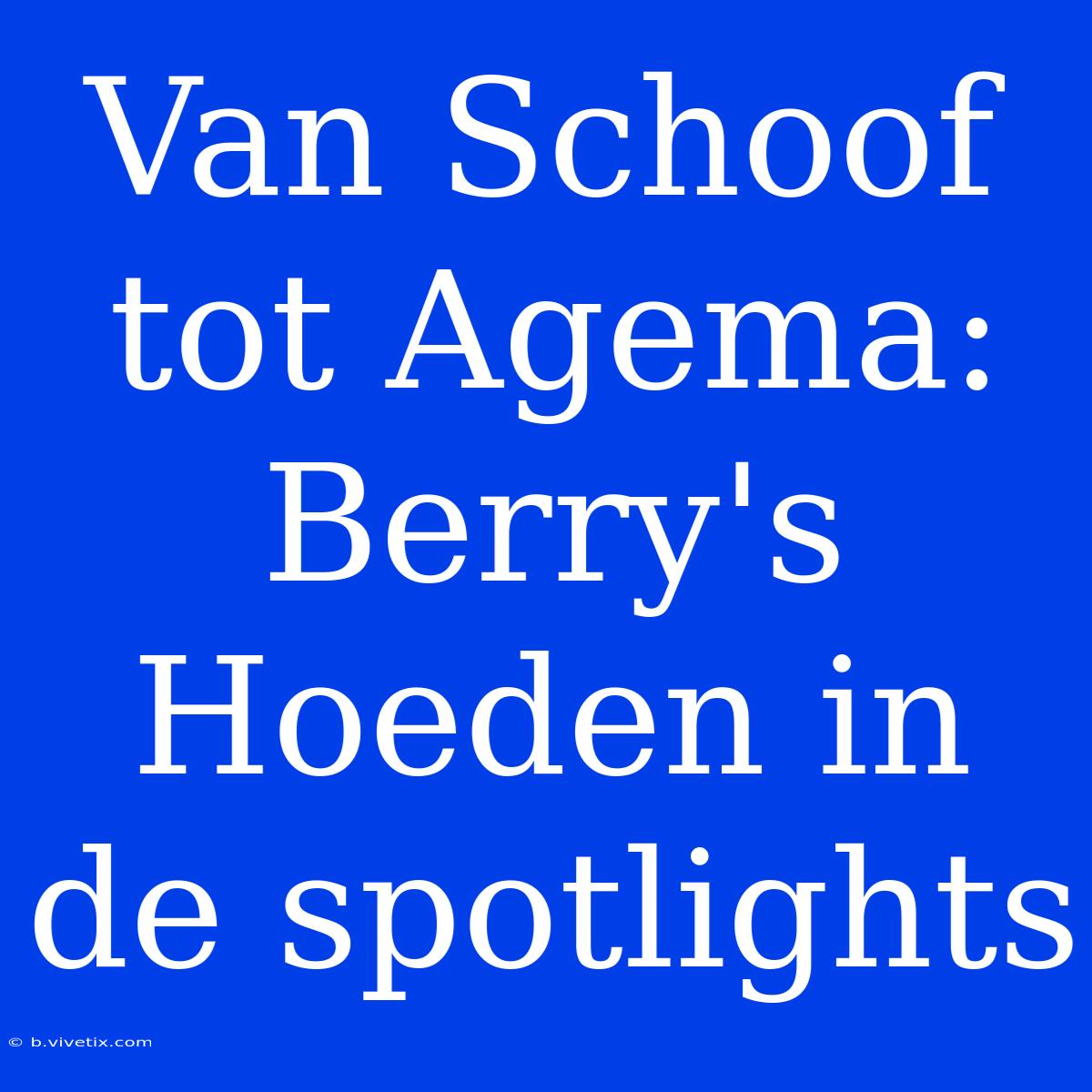 Van Schoof Tot Agema: Berry's Hoeden In De Spotlights