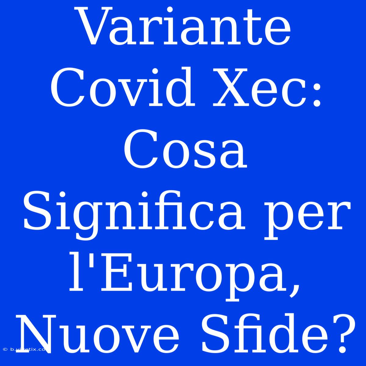 Variante Covid Xec: Cosa Significa Per L'Europa,  Nuove Sfide? 