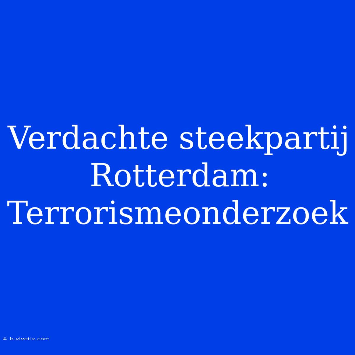 Verdachte Steekpartij Rotterdam: Terrorismeonderzoek