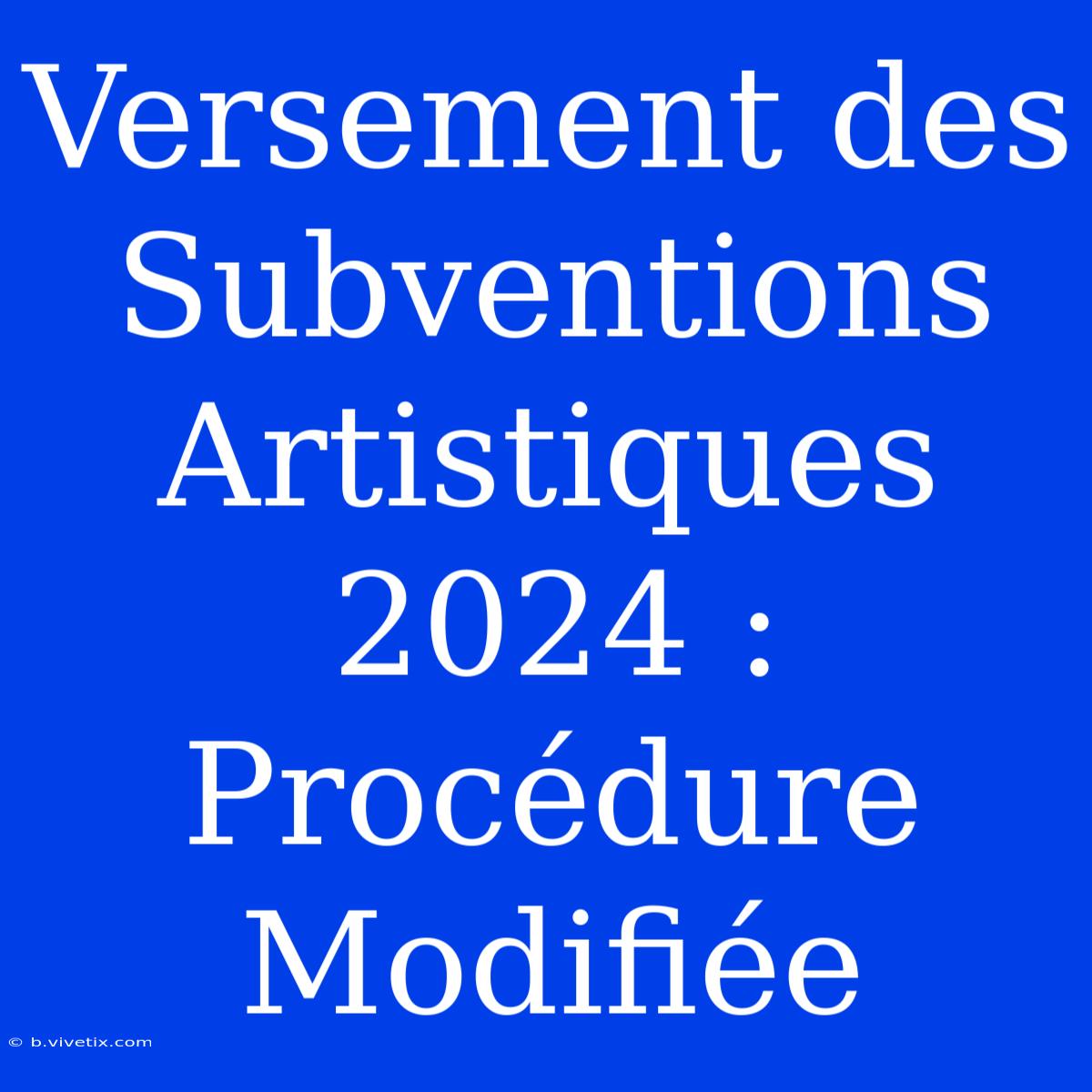 Versement Des Subventions Artistiques 2024 : Procédure Modifiée