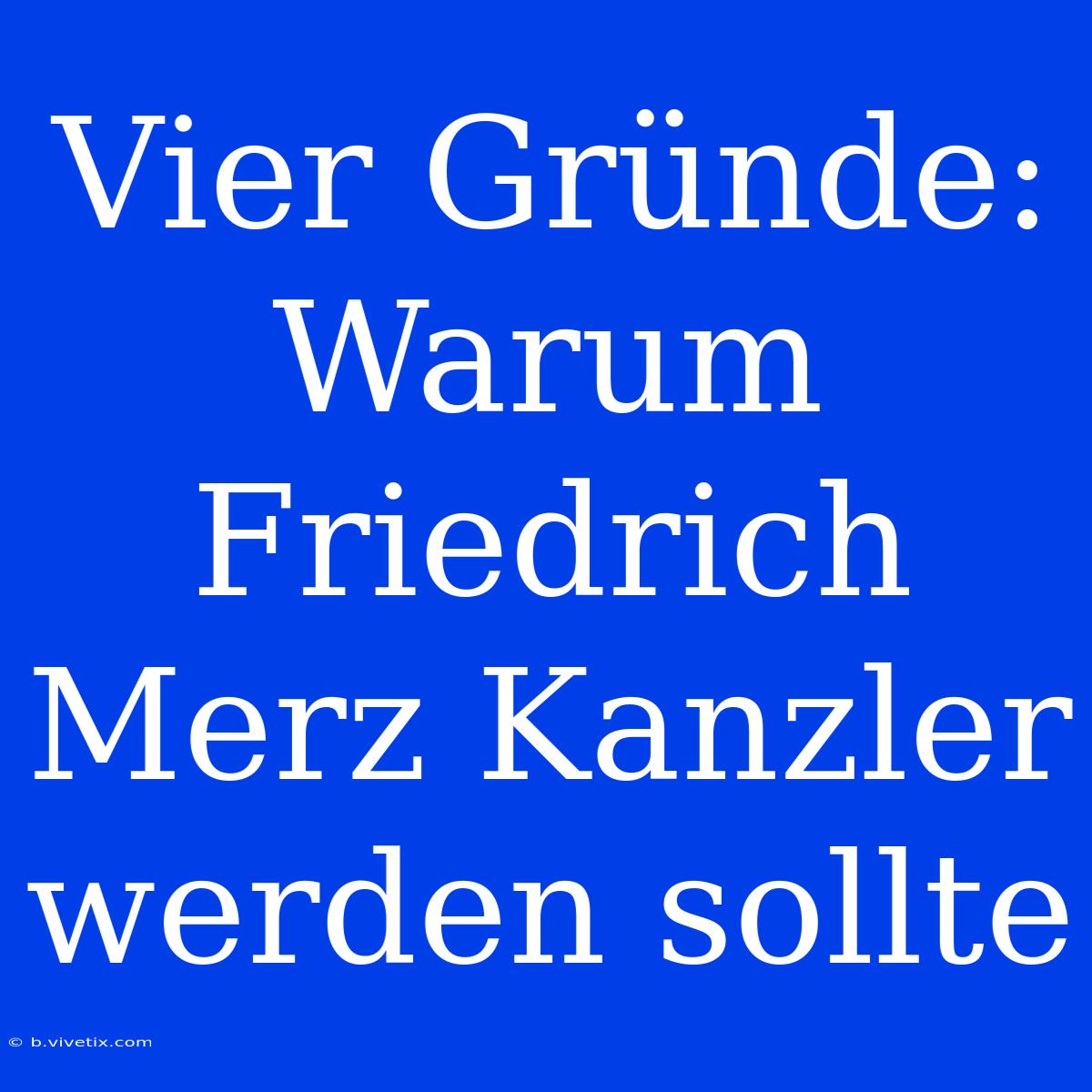 Vier Gründe: Warum Friedrich Merz Kanzler Werden Sollte