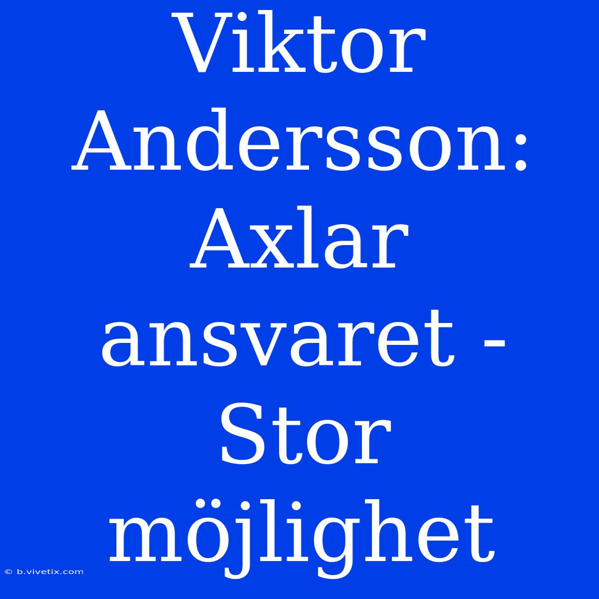 Viktor Andersson: Axlar Ansvaret - Stor Möjlighet