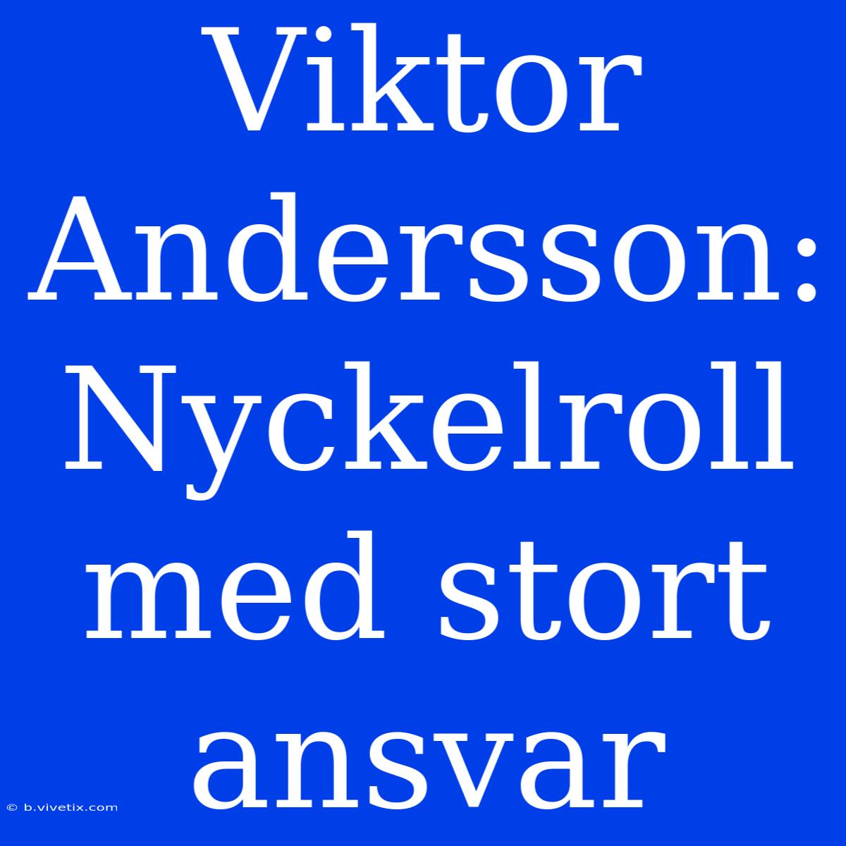 Viktor Andersson: Nyckelroll Med Stort Ansvar