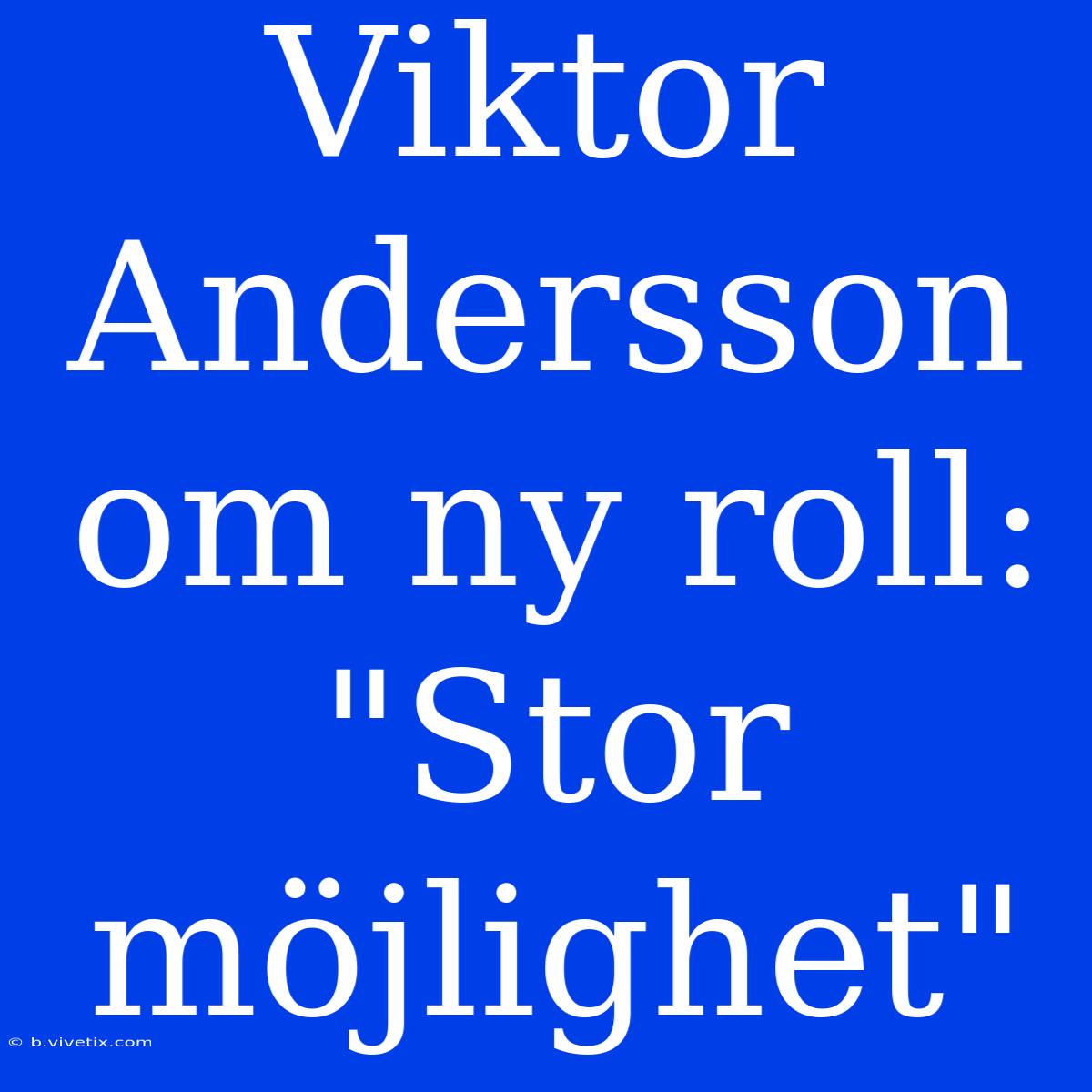 Viktor Andersson Om Ny Roll: 